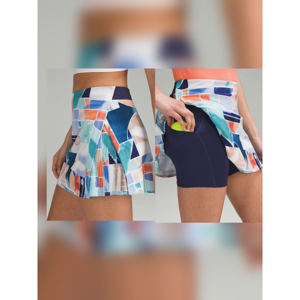 Lululemon Peek Pleat‎ High Rise Tennis Skirt Geometric  Size 4 Athletic Golf